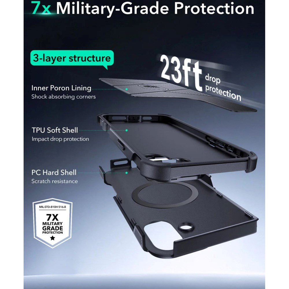 ESR iPhone 16 Cyber Armor Cover - Indbygget Kickstand - MagSafe Kompatibel - Sort