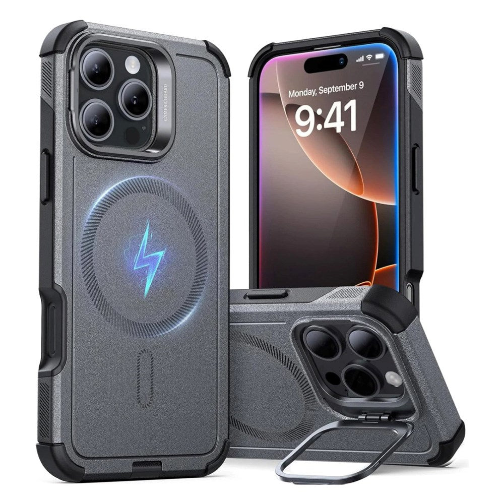 ESR iPhone 16 Pro Cyber Armor Cover - Indbygget Kickstand - MagSafe Kompatibel - Grå