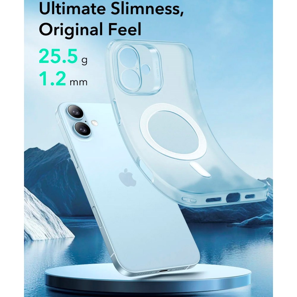 ESR - iPhone 16 - Zero Clear Fleksibelt Plastik Cover - MagSafe Kompatibel - Mat Blå