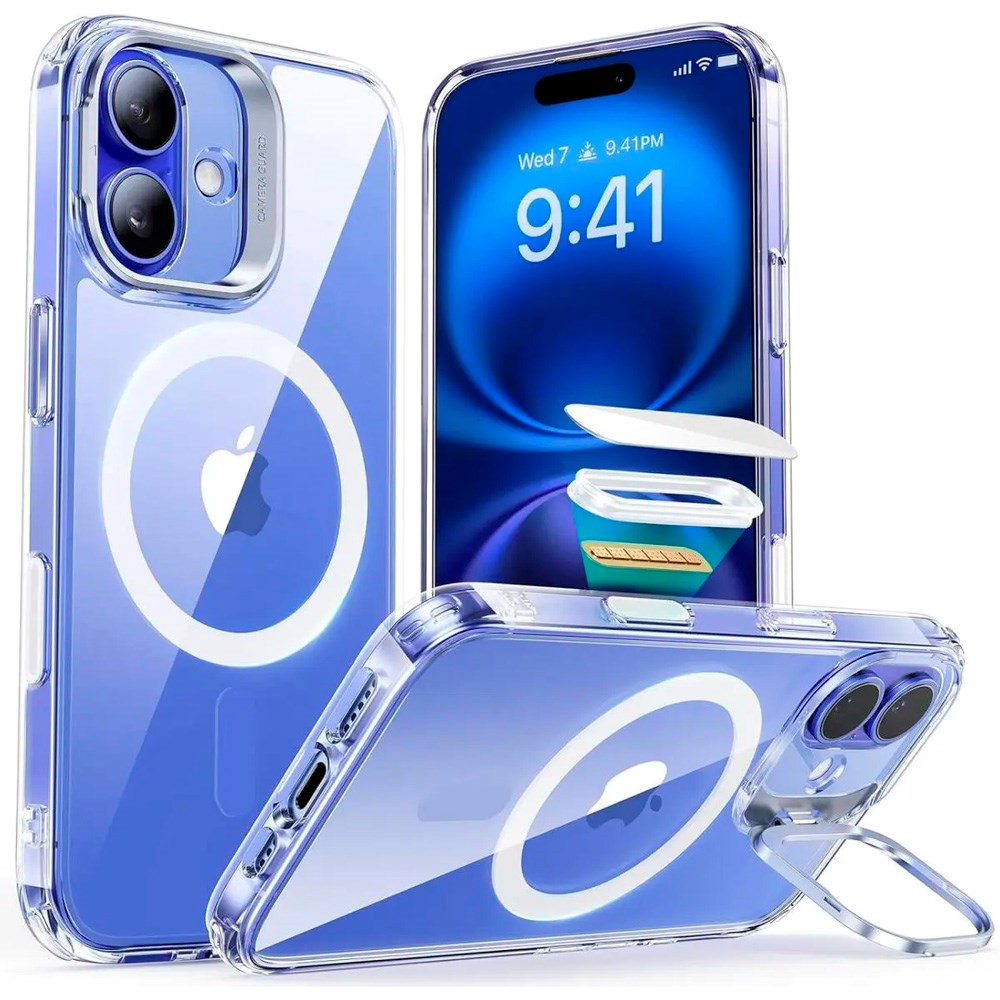 ESR - iPhone 16 Plus - Classic Hybrid Cover m. Kickstand - MagSafe Kompatibel - Gennemsigtig