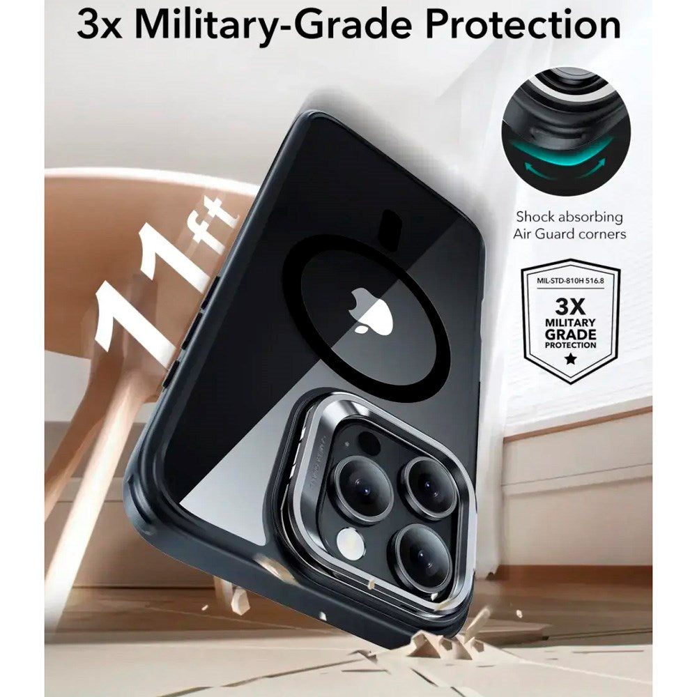 ESR - iPhone 16 Pro - Classic Hybrid Cover m. Kickstand - MagSafe Kompatibel - Gennemsigtig / Sort