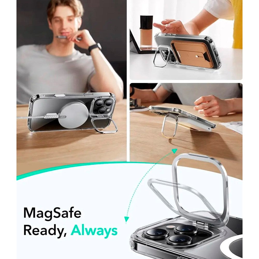 ESR - iPhone 16 Pro Max - Classic Hybrid Cover m. Kickstand - MagSafe Kompatibel - Gennemsigtig