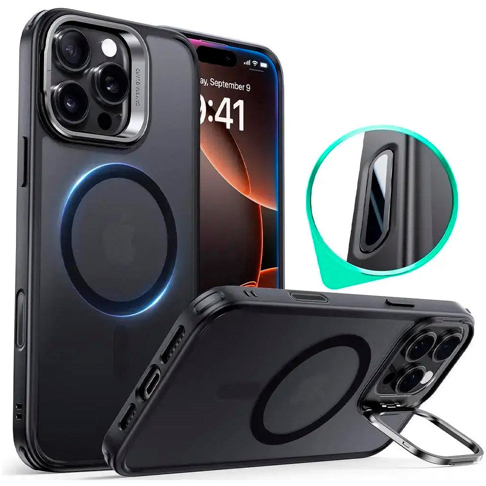 ESR - iPhone 16 Pro Max - Classic Hybrid Cover m. Kickstand - MagSafe Kompatibel - Mat Sort