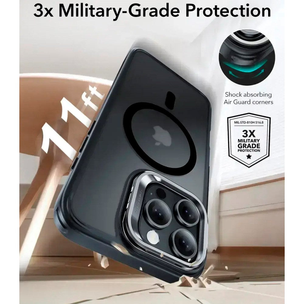 ESR - iPhone 16 Pro Max - Classic Hybrid Cover m. Kickstand - MagSafe Kompatibel - Mat Sort