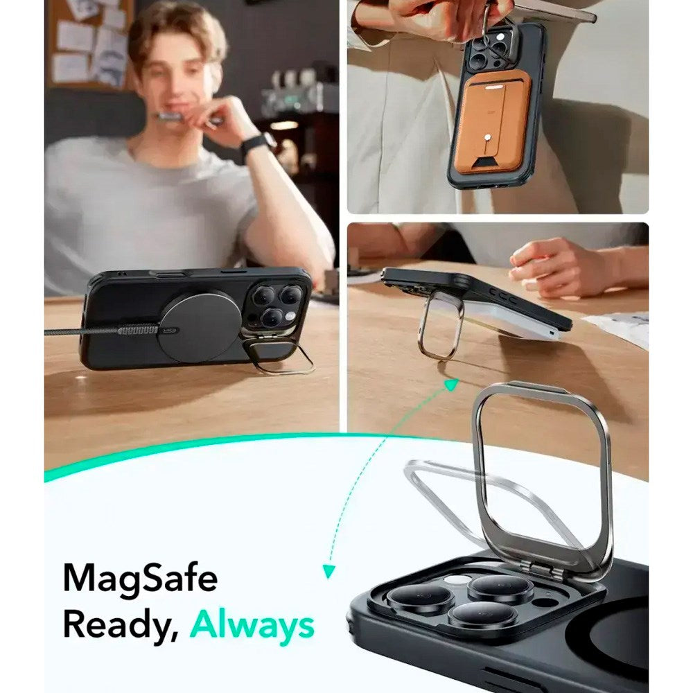ESR - iPhone 16 Pro Max - Classic Hybrid Cover m. Kickstand - MagSafe Kompatibel - Mat Sort