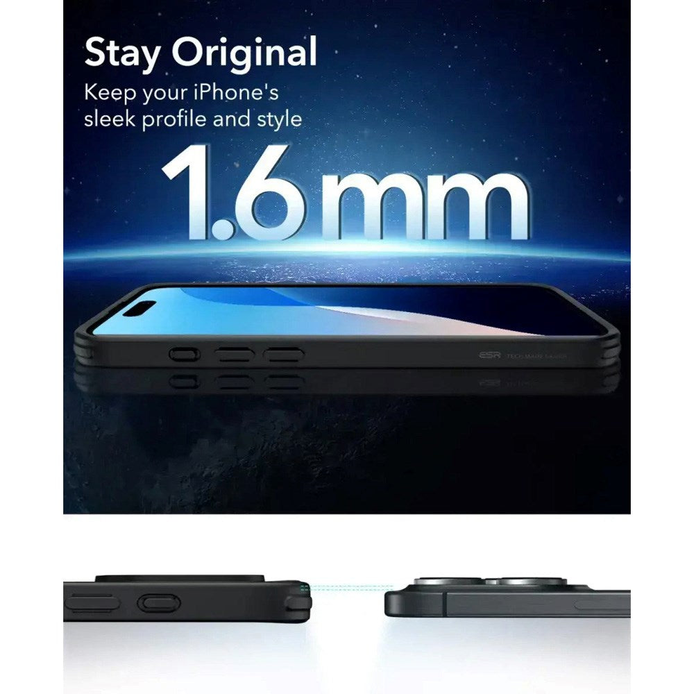 ESR iPhone 16 Pro Max Classic Hybrid Cover m. Adgang til Camera Control Knap - MagSafe Kompatibel - Mat Gennemsigtig / Sort