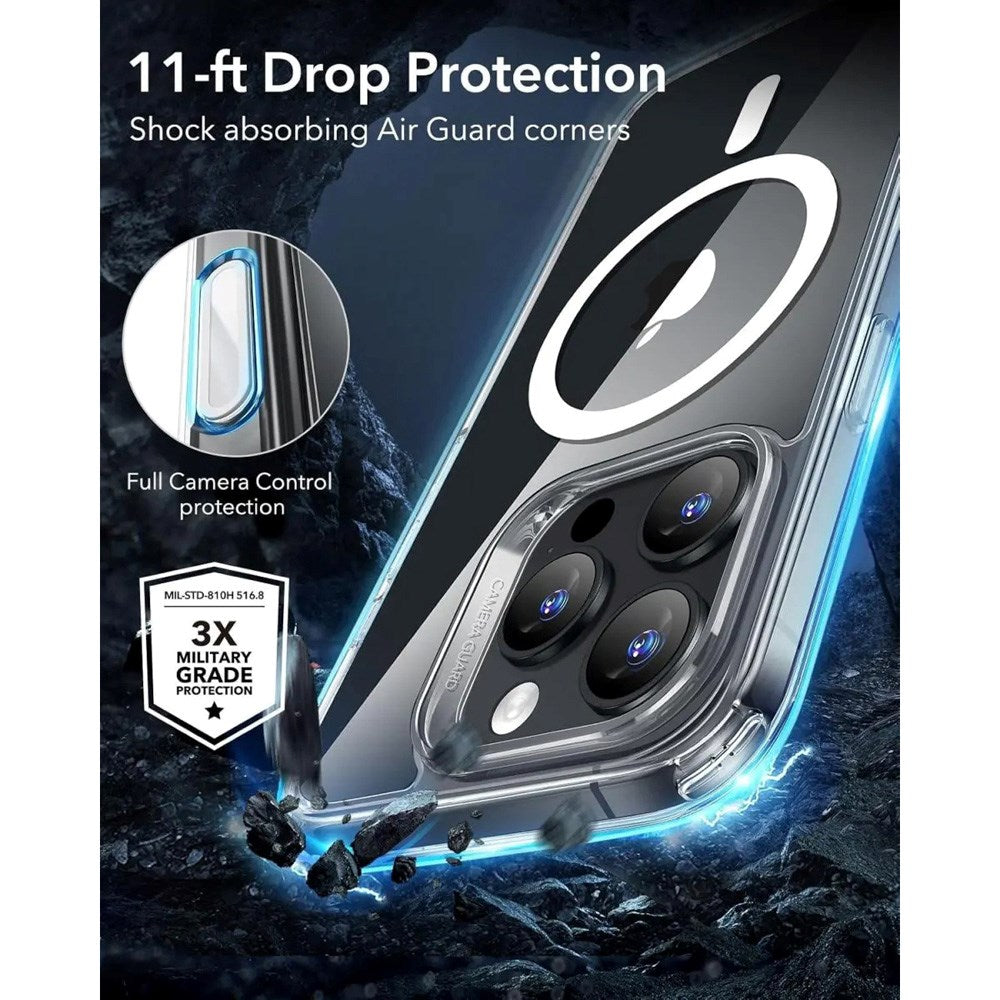 ESR iPhone 16 Pro Classic Hybrid Cover m. Adgang til Camera Control Knap - MagSafe Kompatibel - Gennemsigtig