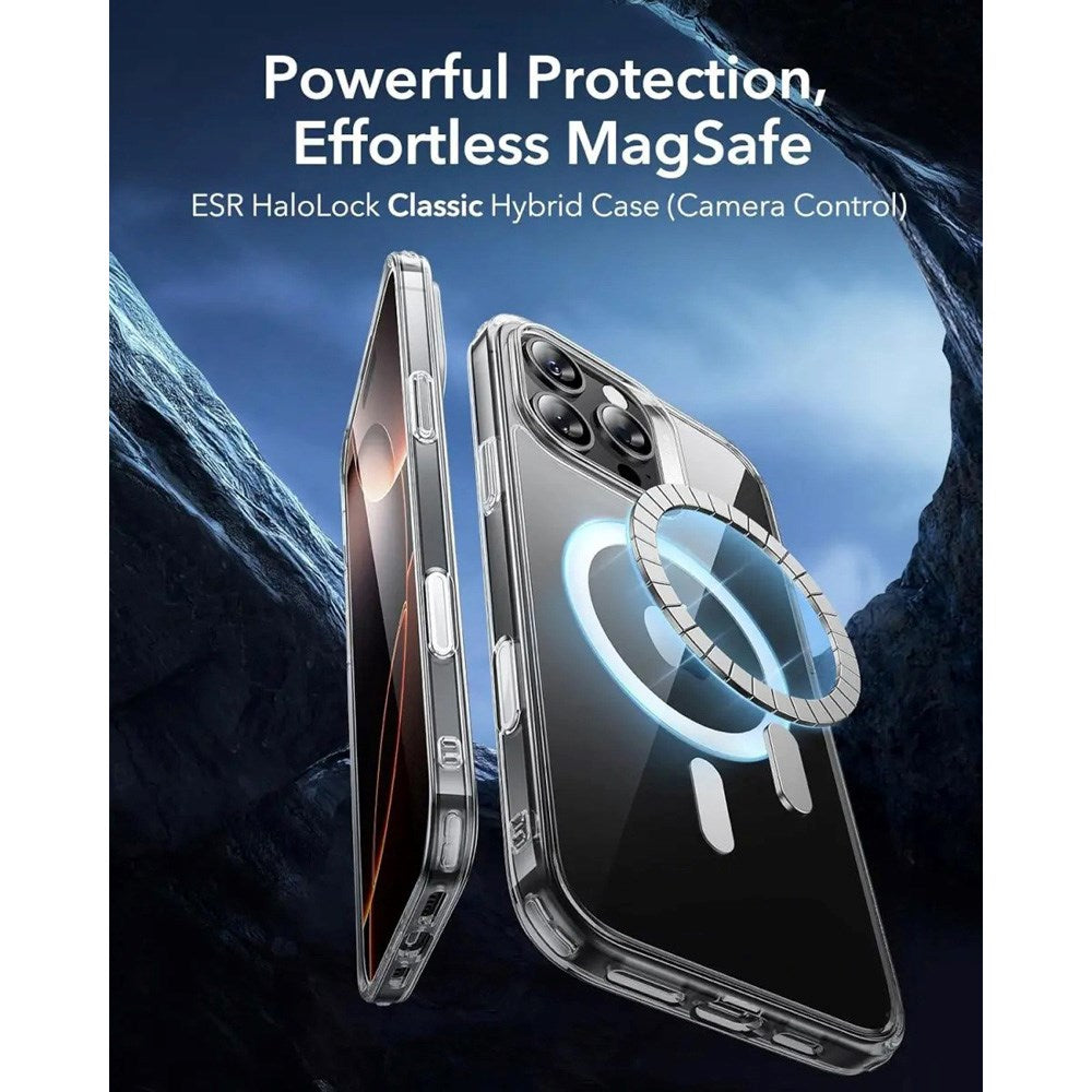 ESR iPhone 16 Pro Classic Hybrid Cover m. Adgang til Camera Control Knap - MagSafe Kompatibel - Gennemsigtig / Sort