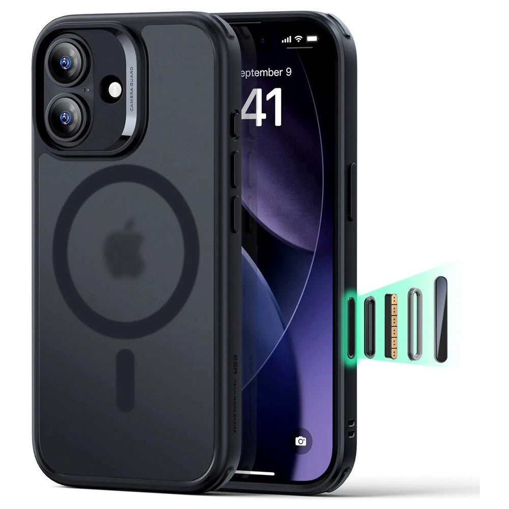 iPhone 17 ESR Classic Hybrid Cover m. Indbygget Camera Control Knap - MagSafe Kompatibel - Mat Sort