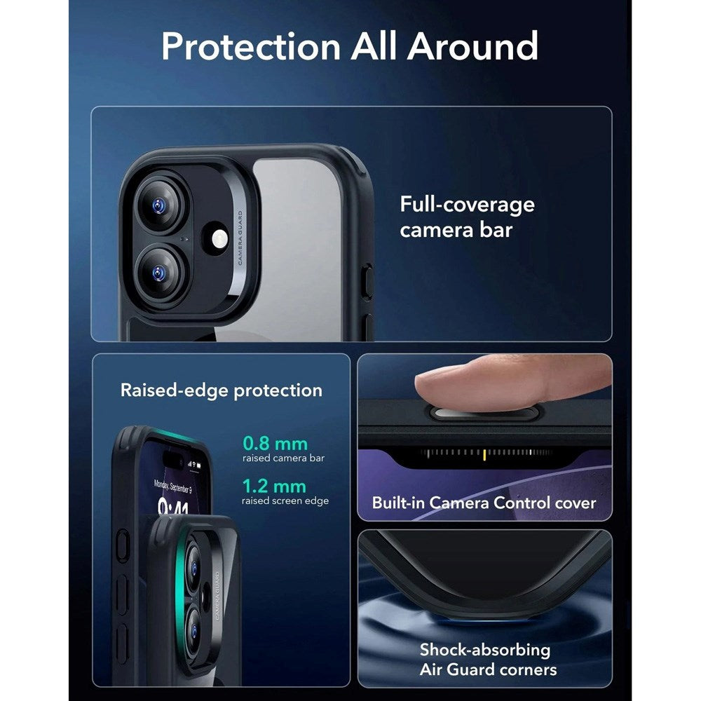 iPhone 17 ESR Classic Hybrid Cover m. Indbygget Camera Control Knap - MagSafe Kompatibel - Gennemsigtig / Sort