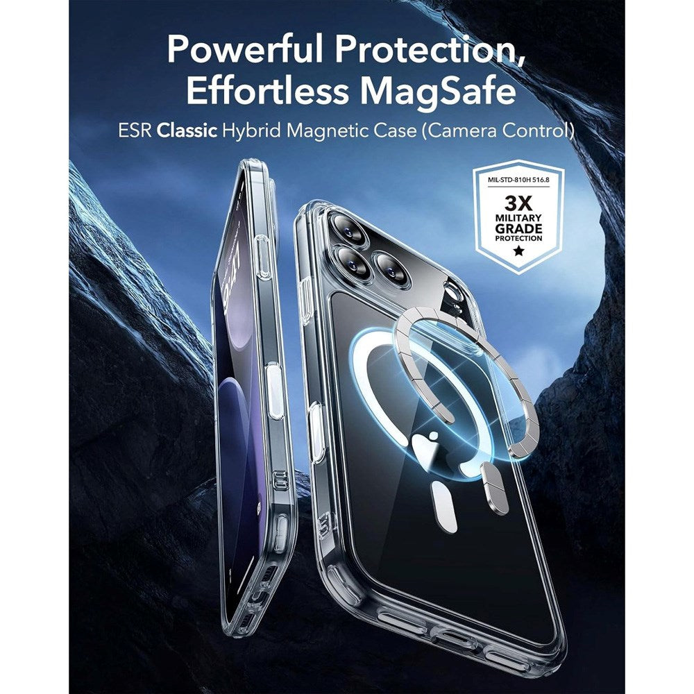 iPhone 17 Pro ESR Classic Hybrid Cover m. Indbygget Camera Control Knap - MagSafe Kompatibel - Gennemsigtig