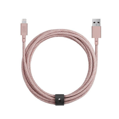 Native Union XL Belt Kabel USB-A til Lightning med Læderspænde 3 Meter - Rose