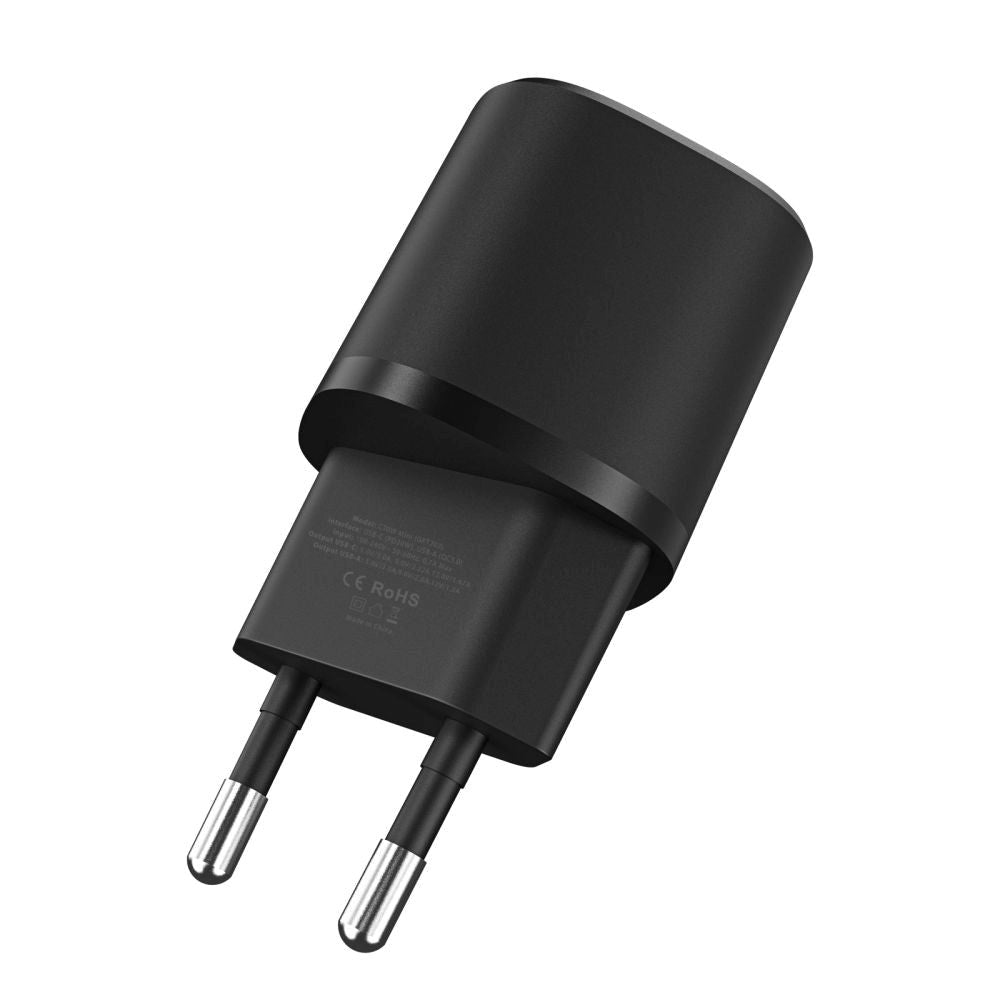 Tech-Protect Vægoplader 20W m. 1 x USB-A QC & 1 x USB-C PD - Sort