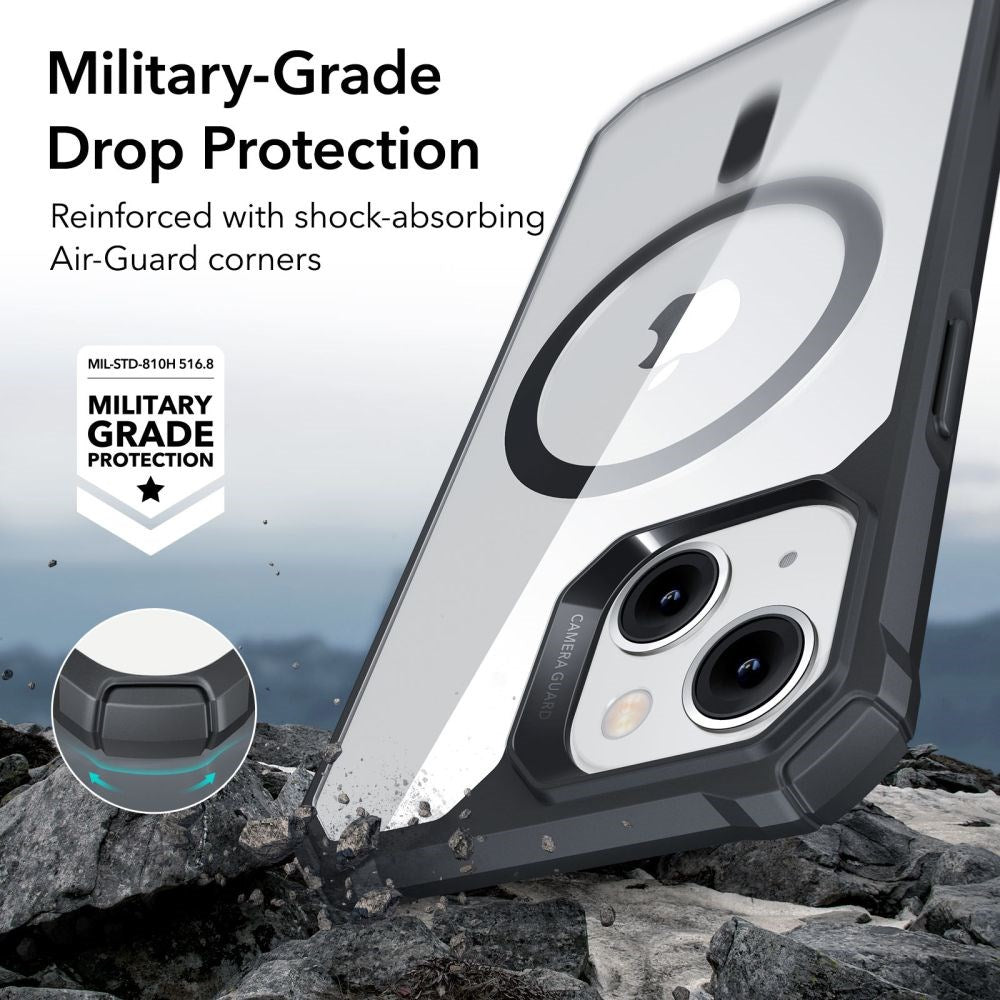 ESR iPhone 14 Plus Air Armor Halolock Bagside Cover - MagSafe Kompatibel - Gennemsigtig / Sort