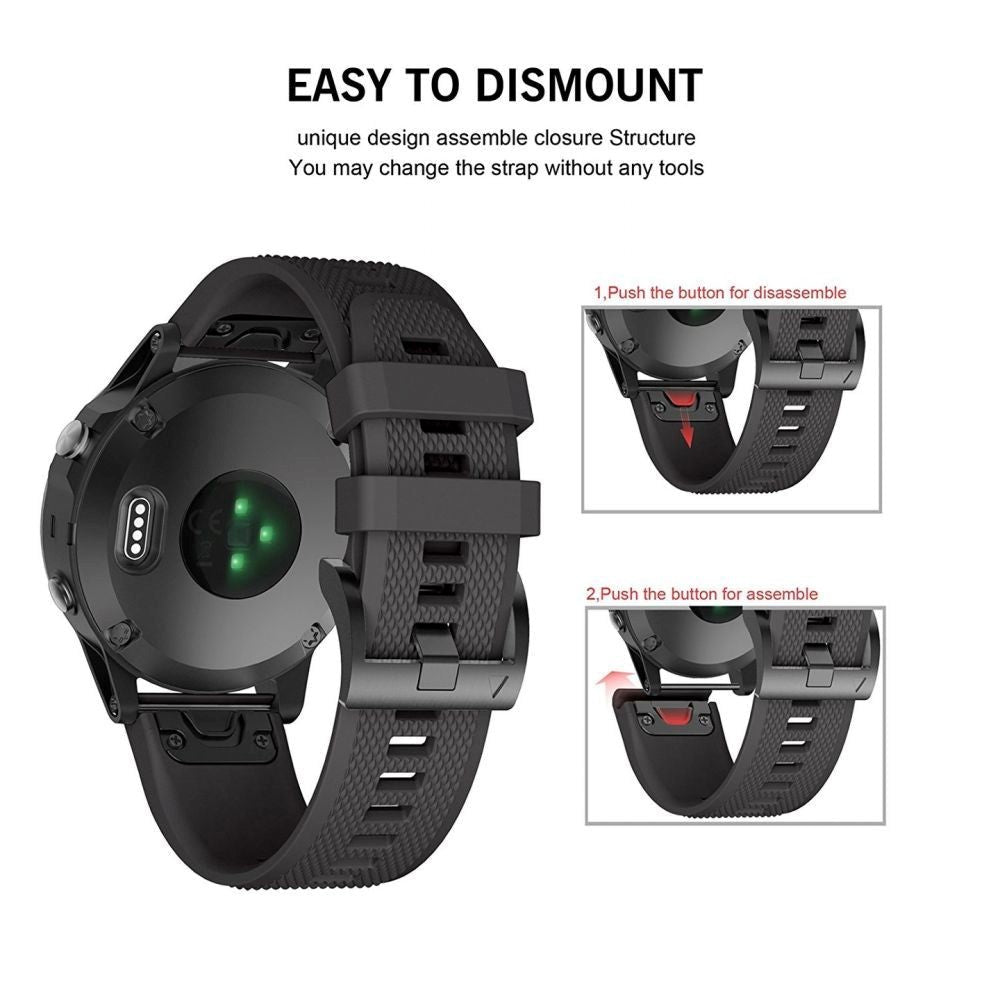 Universal Garmin 26mm Rem Tech-Protect Smooth Rem - Sort