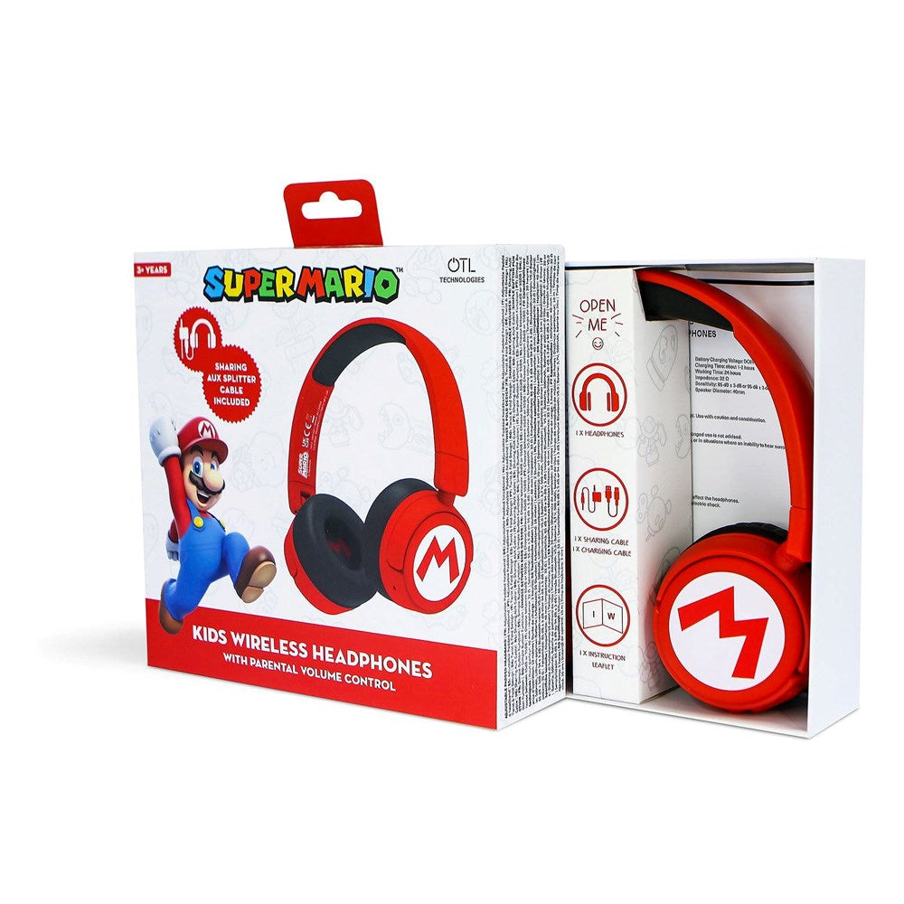 OTL Super Mario On-Ear Bluetooth Headset til Børn - Rød / Sort