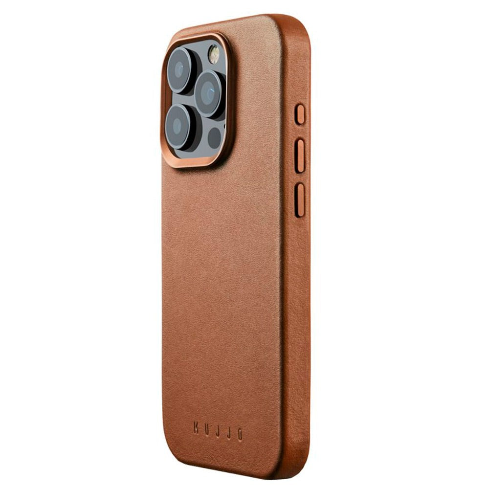 iPhone 15 Pro Mujjo Leather Cover - MagSafe Kompatibel - Brun
