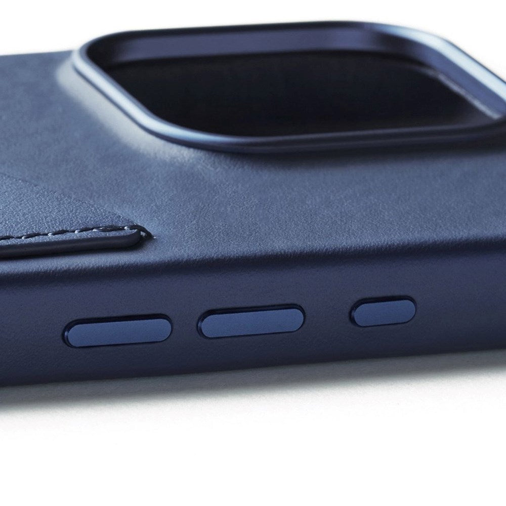 iPhone 16 Pro Mujjo Leather Wallet Cover - MagSafe Kompatibel - Blå