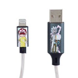 USB-A til Lightning Kabel 10W 1.2 Meter - Rick & Morty Light Up - Sort / Multi