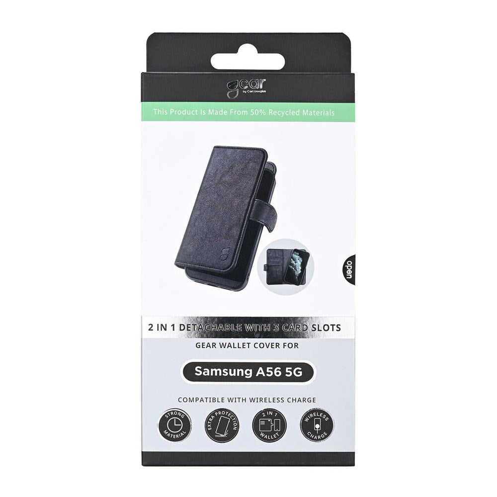 GEAR Samsung Galaxy A56 (5G) 2-in-1 Wallet Magnet Flip Cover m. Pung - Genanvendt Kunstlæder - Sort