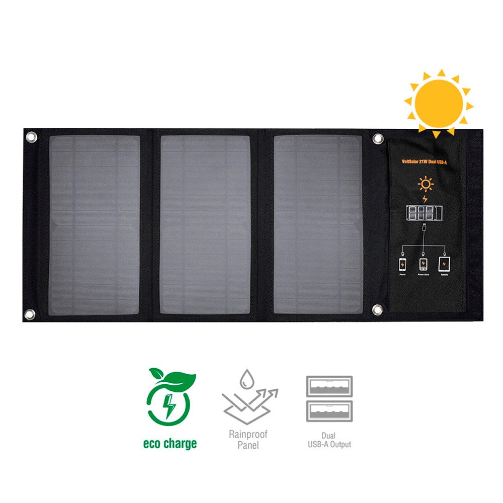4smarts VoltSolar 21W Solcelle Oplader - 2 x USB-A - Sort