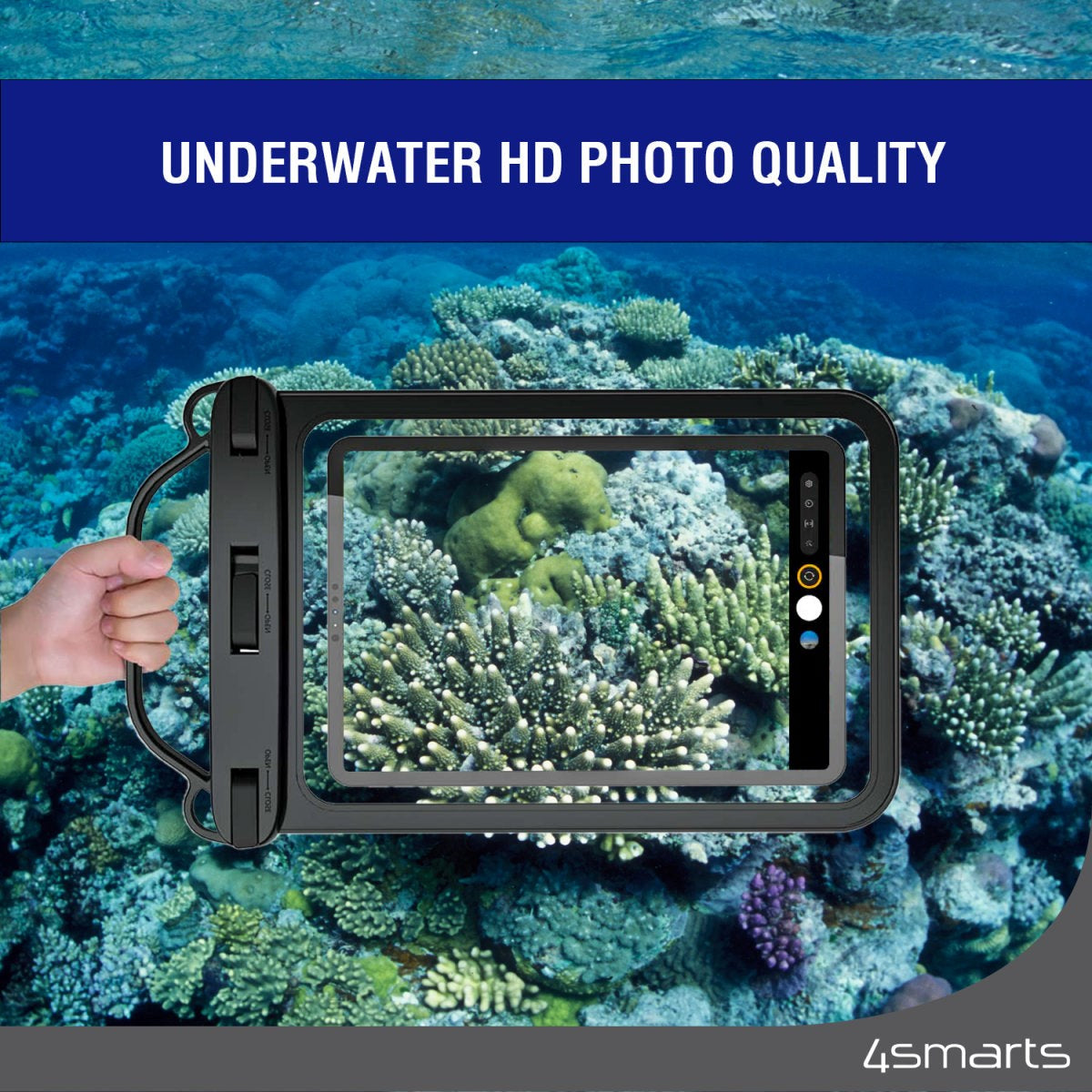 4smarts Universal Tablet 10" Waterproof Active Pro Stark Case - Sort / Gennemsigtig (Maks. tablet 120 x 225 x 20 mm)