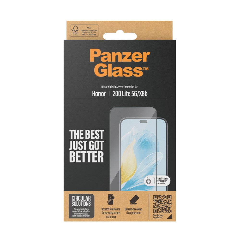 Honor 200 Lite / X8b - PanzerGlass Ultra-Wide Fit - Skærmbeskyttelsesglas - Gennemsigtig