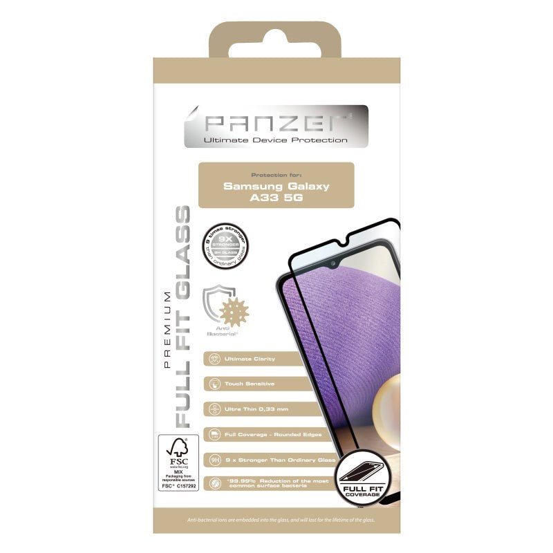 PANZER Samsung Galaxy A33 (5G) Premium Full-Fit Glass - Hærdet Glas - Sort Kant