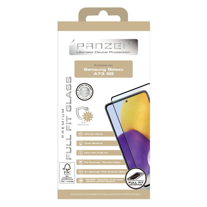 PANZER Samsung Galaxy A73 (5G) Premium Full-Fit Glass - Hærdet Glas - Sort Kant