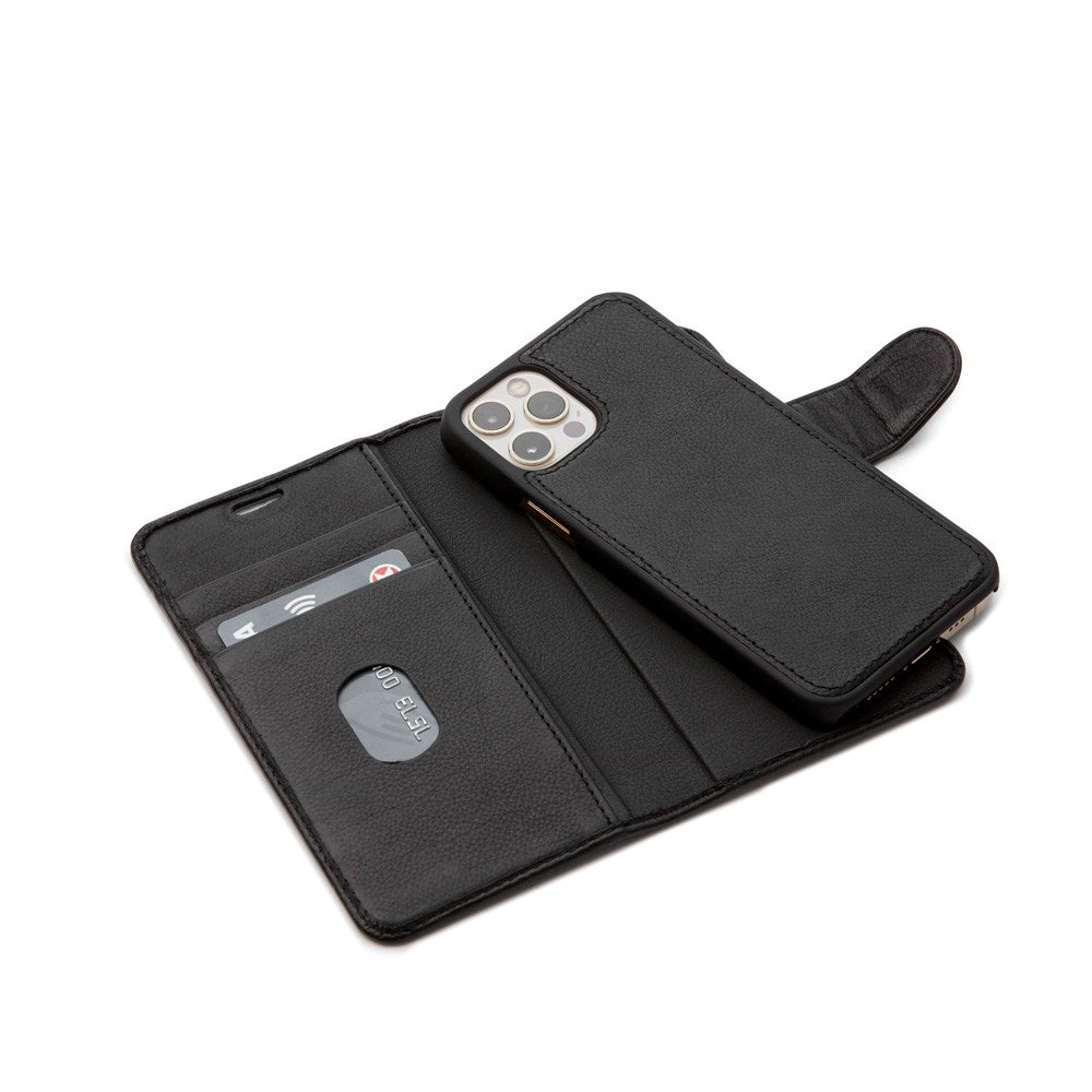 Trunk iPhone 12 Mini Ægte Læder Cover - 2-i-1 Design - Sort
