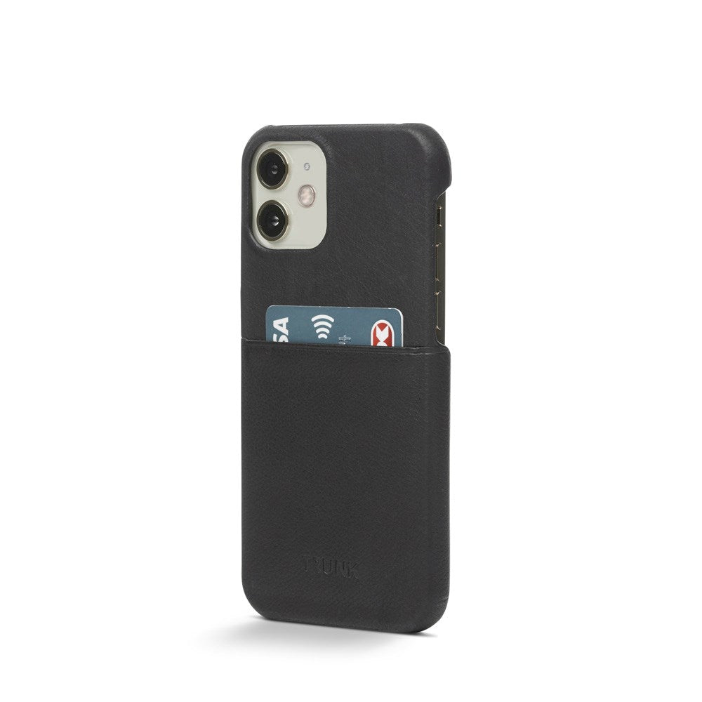 Trunk iPhone 11 Pro / XS / X Ægte Læder Mobil Cover m. Kortlomme - Sort