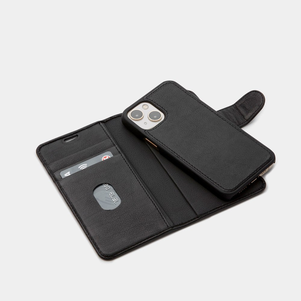 Trunk iPhone 13 Mini Ægte Læder Cover - 2-i-1 Design - Sort