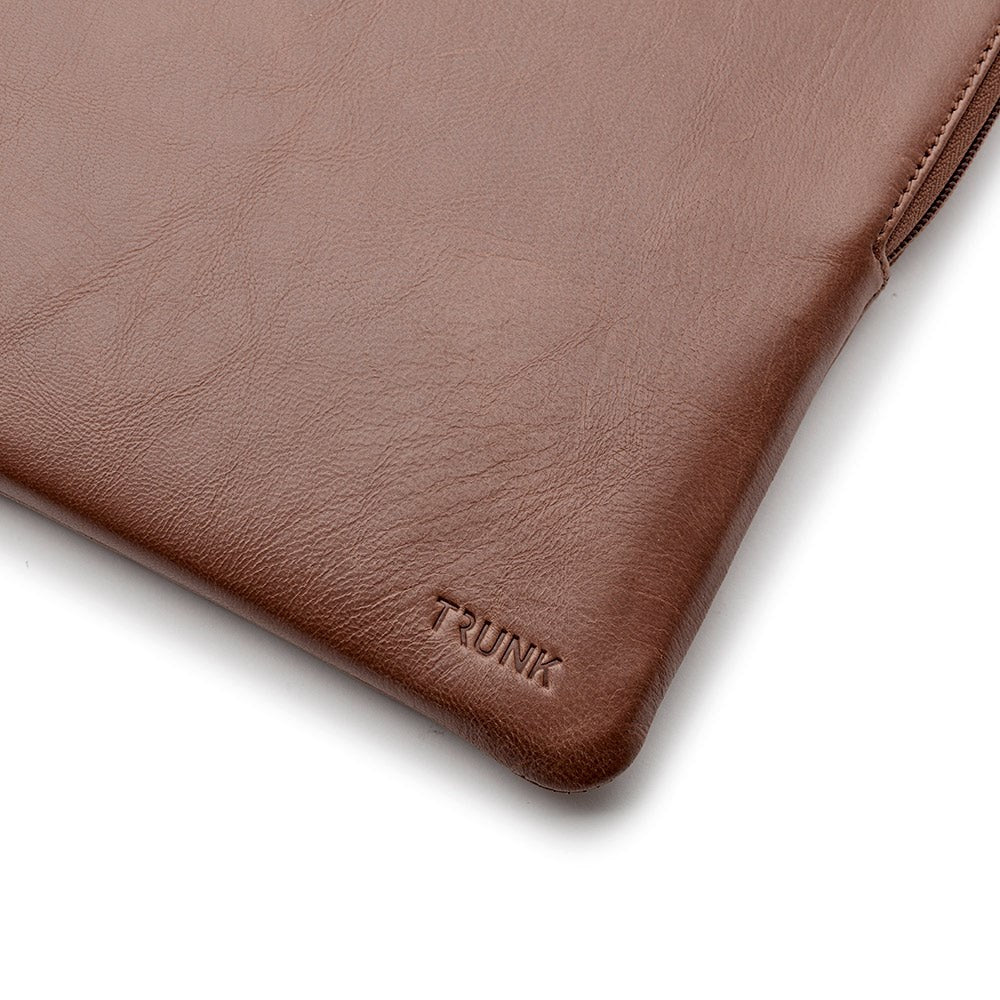 Trunk Ægte Læder Sleeve til Laptop 14" (33 x 23,5 x 2 cm) - Brown