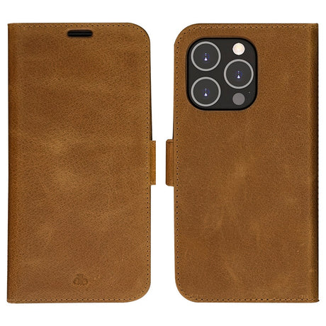 dbramante1928 iPhone 14 Pro Lynge Ægte Læder Magnet Flip Cover - Tan