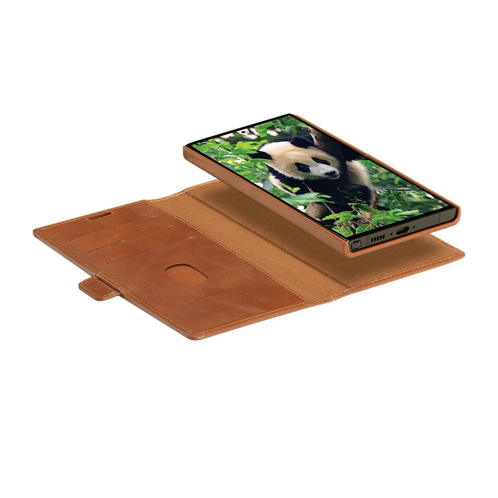 dbramante1928 Samsung Galaxy S23 Ultra Lynge Ægte Læder Magnet Flip Cover - Tan