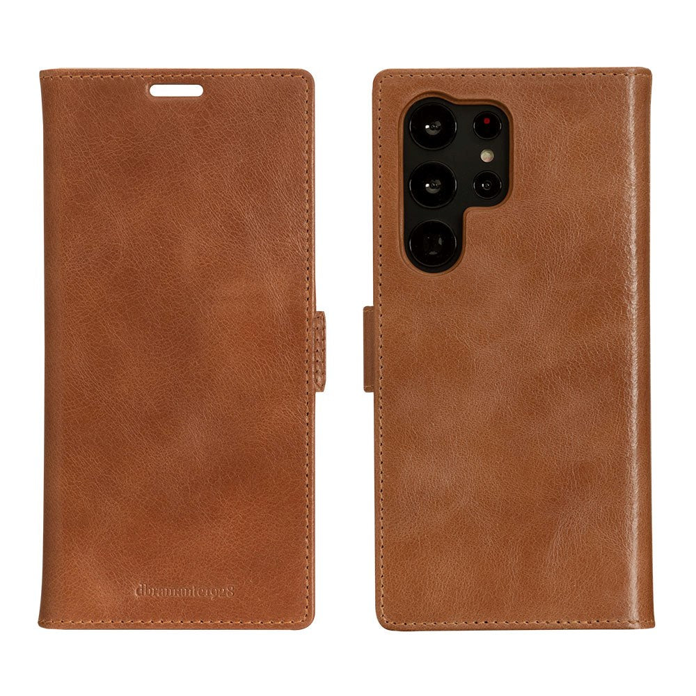 dbramante1928 Samsung Galaxy S23 Ultra Lynge Ægte Læder Magnet Flip Cover - Tan