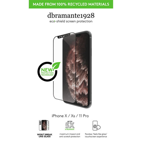 dbramante1928 iPhone 11 Pro / Xs / X Eco-Shield Skærmbeskyttelse m. Installationsramme - Sort Kant