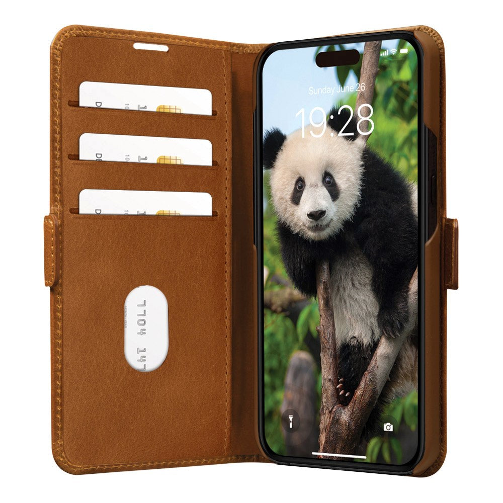 dbramante1928 iPhone 15 Copenhagen Slim Ægte Læder Flip Cover m. Pung - Tan