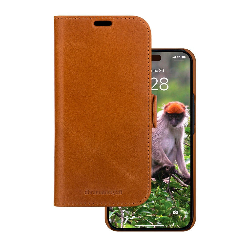 dbramante1928 iPhone 15 Plus Lynge Ægte Læder Magnet Flip Cover - Tan