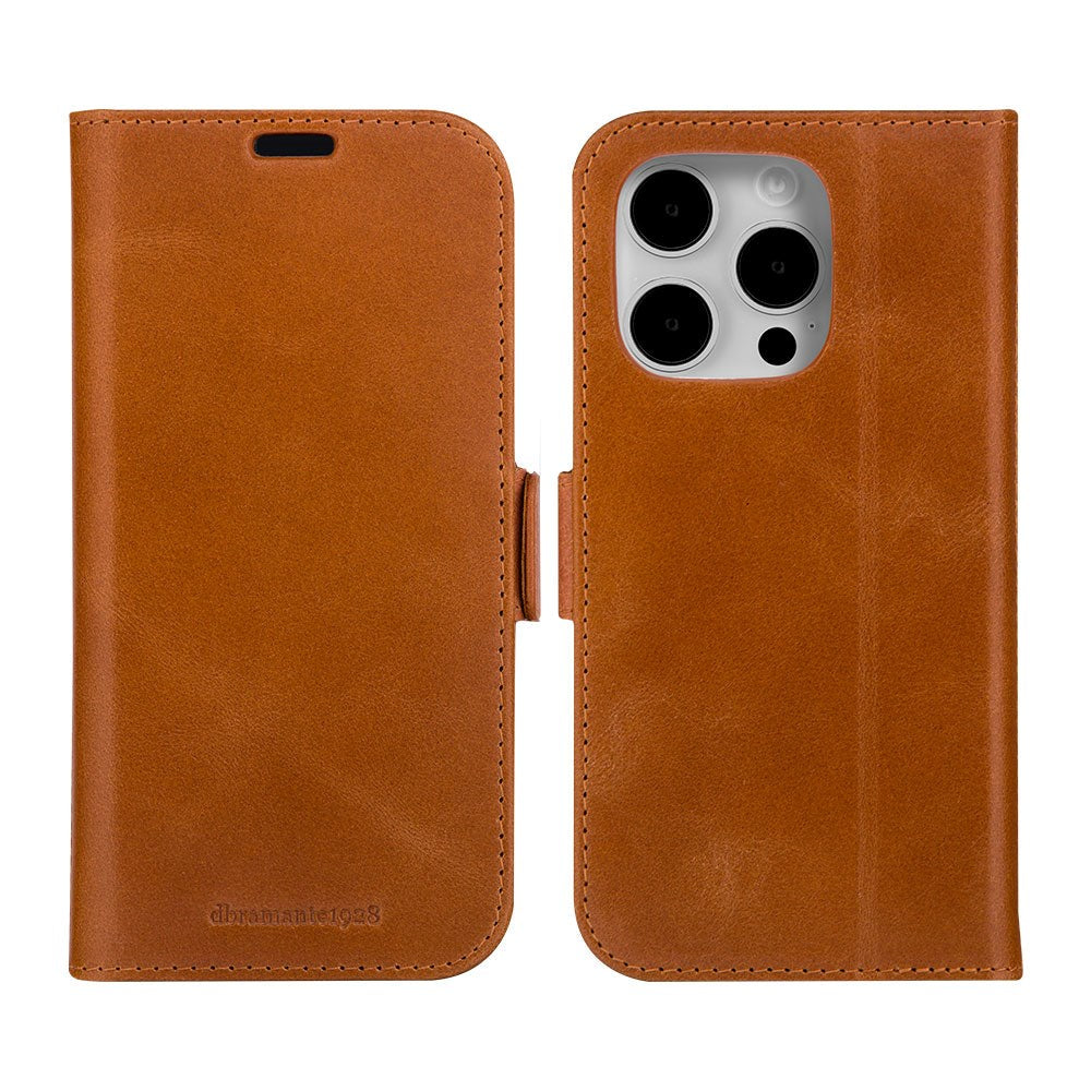 dbramante1928 iPhone 15 Pro Copenhagen Slim Ægte Læder Flip Cover m. Pung - Tan