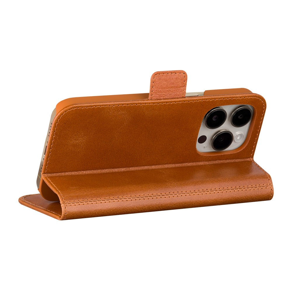 dbramante1928 iPhone 15 Pro Copenhagen Slim Ægte Læder Flip Cover m. Pung - Tan