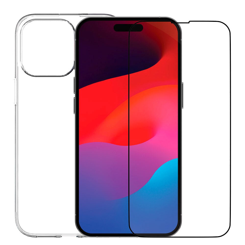 iPhone 15 Pro Max dbramante1928 360 Protection Eco Bundle - Mobil Cover & Skærmbeskyttelse - Gennemsigtig / Sort Kant