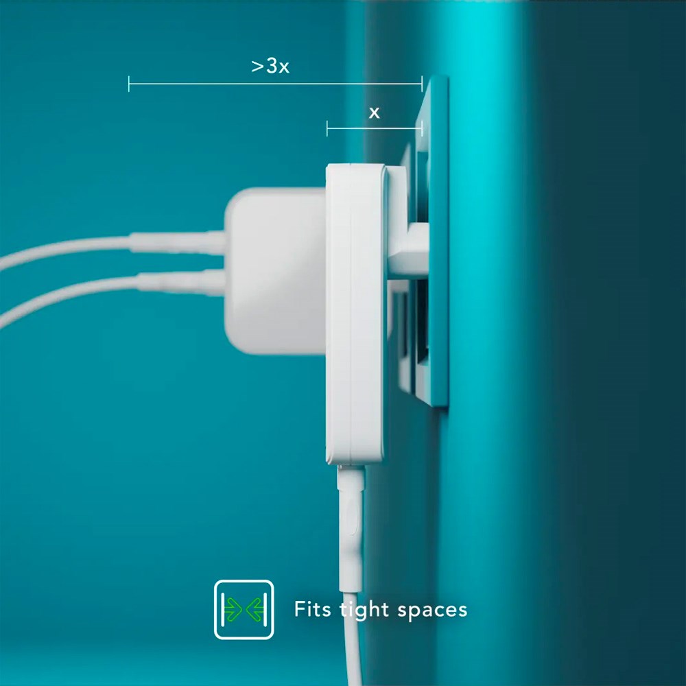 Slim Vægoplader - dbramante1928 - 1x USB-C 45W & 1x USB-A 30W - Hvid