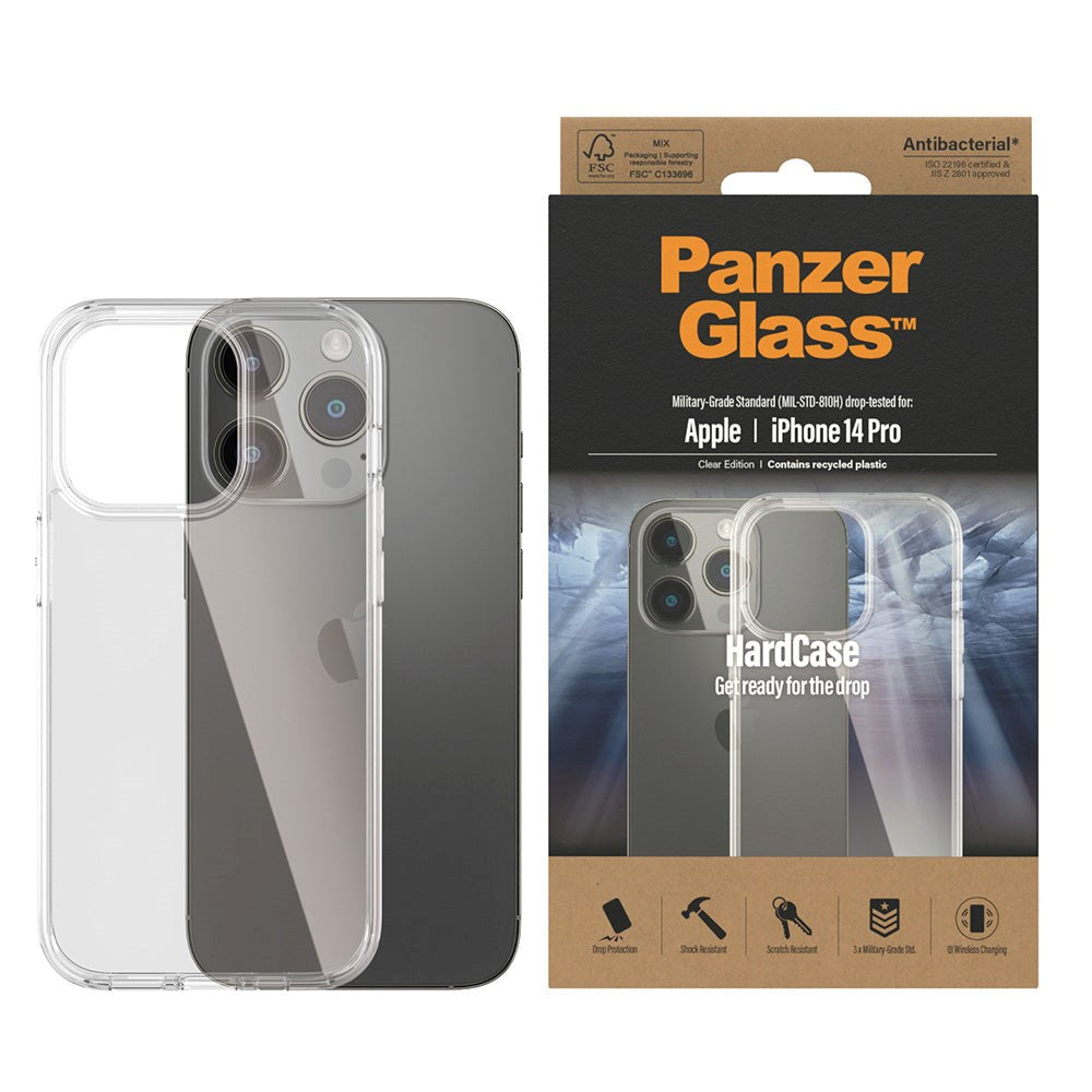 PanzerGlass iPhone 14 Pro Bagside Cover HardCase Antibakteriel - Gennemsigtig