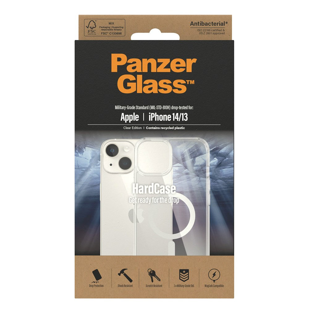 PanzerGlass iPhone 14 / 13 Bagside Cover HardCase Antibakteriel - MagSafe Kompatibel - Gennemsigtig