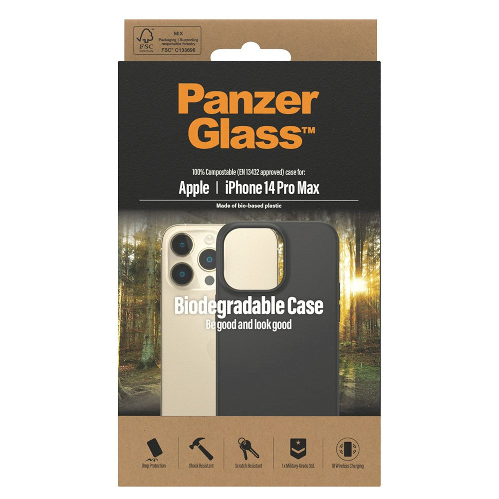 PanzerGlass iPhone 14 Pro Max Biodegradeable Case - 100% Plantebaseret - Sort