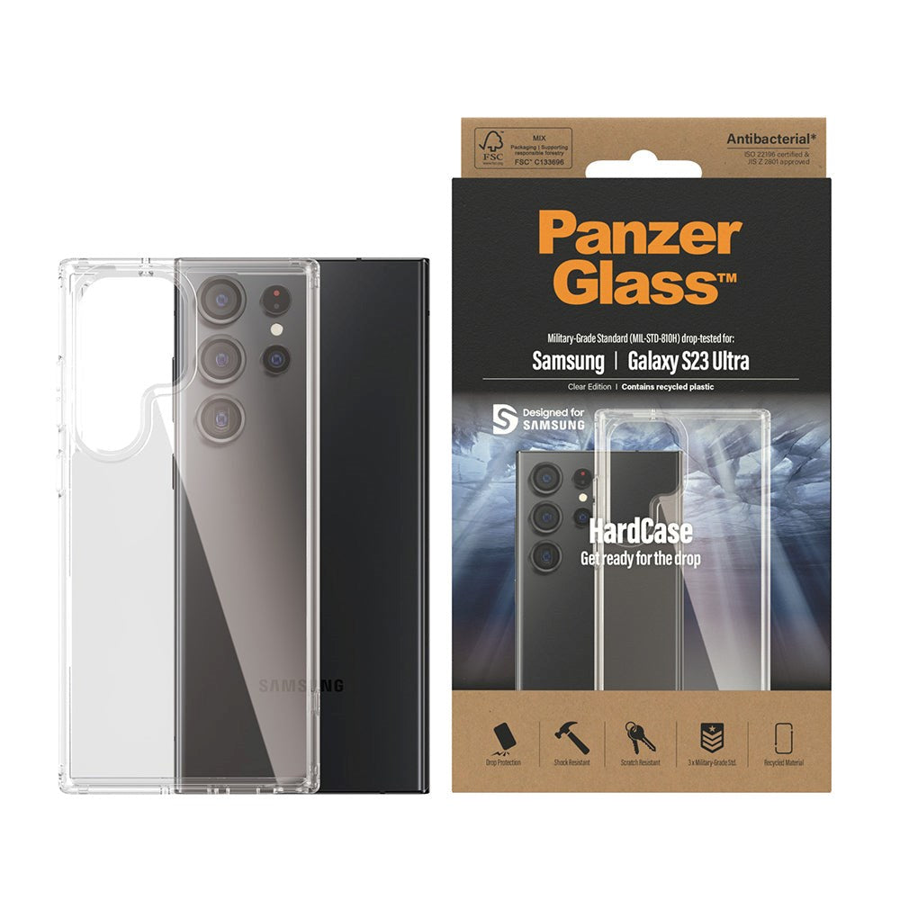 PanzerGlass Samsung Galaxy S23 Ultra Bagside Cover HardCase Antibakteriel - Gennemsigtig