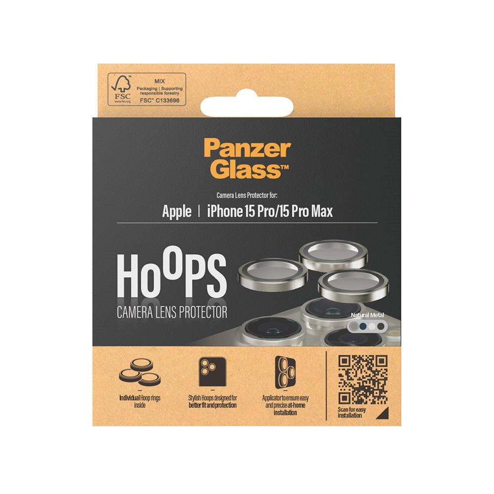 PanzerGlass iPhone 15 Pro / 15 Pro Max Hoops - Kamerabeskyttelse - Natural Metal