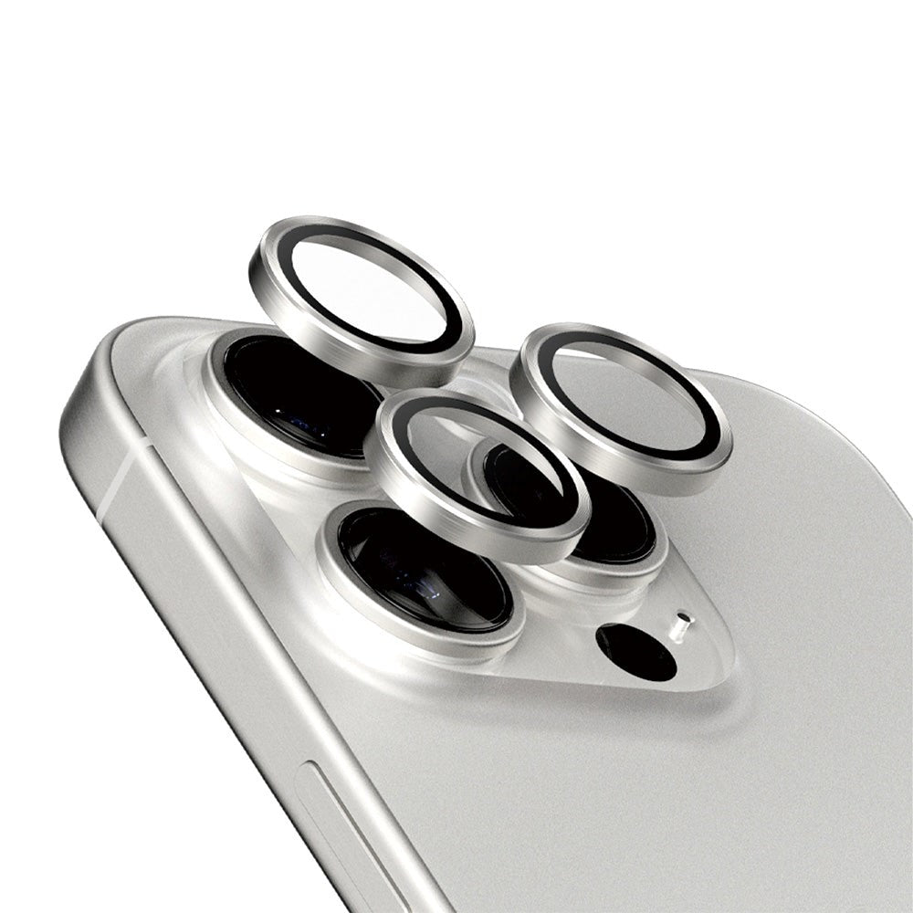 PanzerGlass iPhone 15 Pro / 15 Pro Max Hoops - Kamerabeskyttelse - White Titanium
