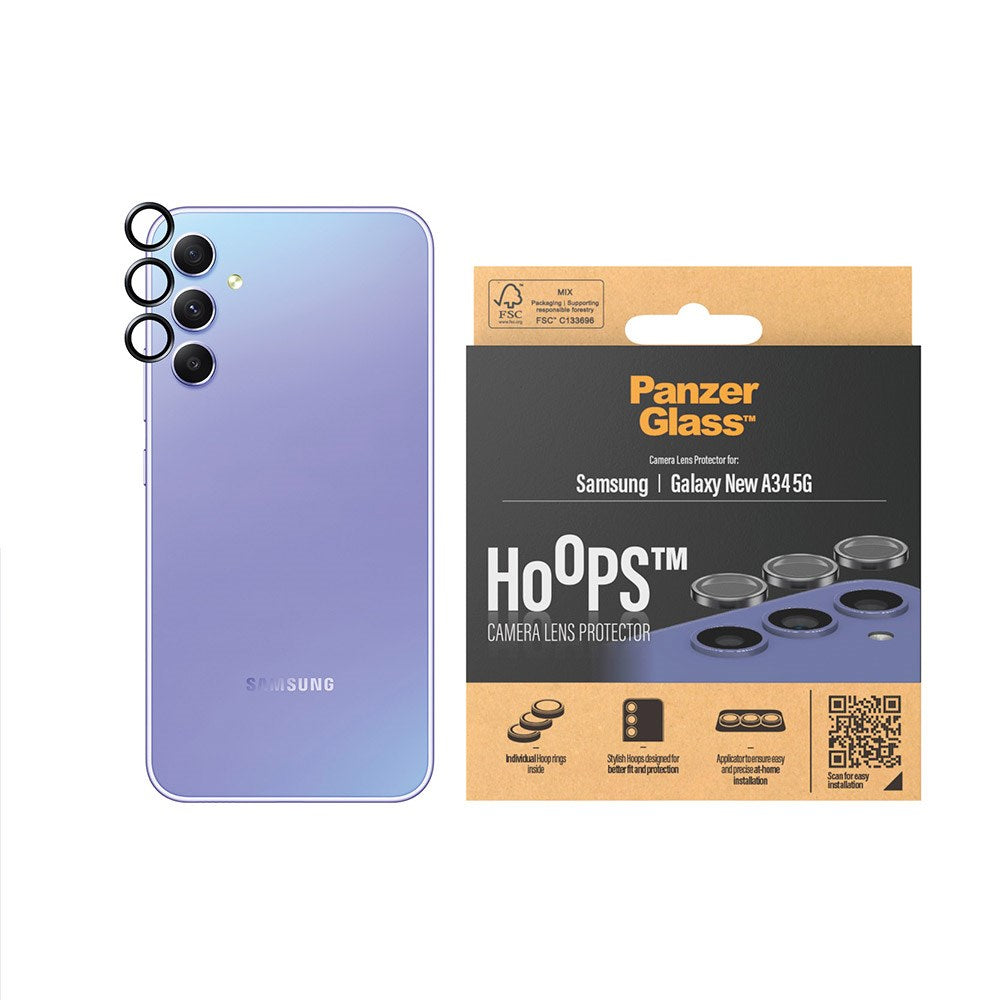 PanzerGlass Samsung Galaxy A35 (5G) Hoops - Beskyttelse til Kamera - Gennemsigtig / Sort